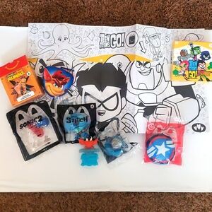 Mixed Lot of 7 McDonald's Happy Meal Toys Disney/Sonic/Teen Titans/Crash/Avenger